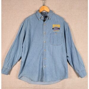 LA Loving Mens Denim Shirt Blue L 2000 USHA National Handball Tournament Vintage